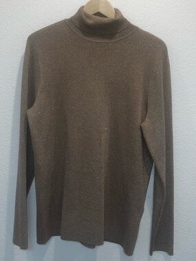 Chico's Men's Brown Shimmer Turtleneck Sweater